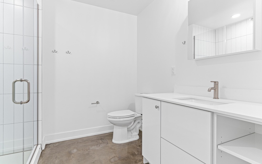 bright white bathroom with shower