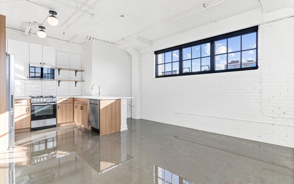 kitchen and living room