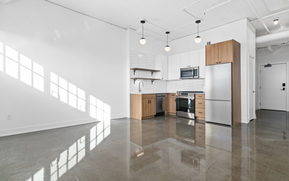 kitchen and living room