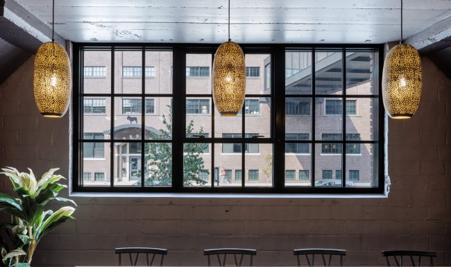 large windows and modern lights