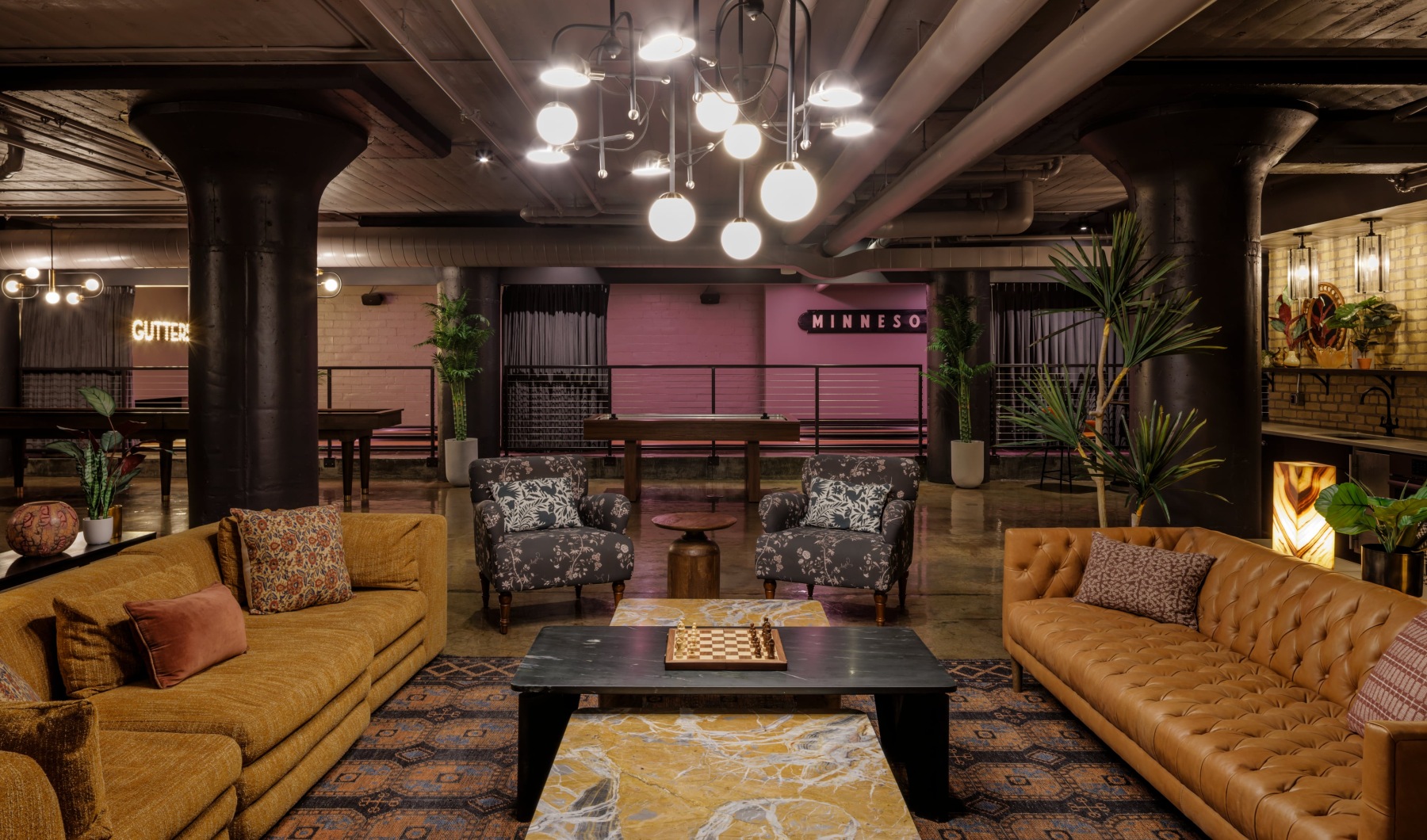 lounge with ample seating and modern decor