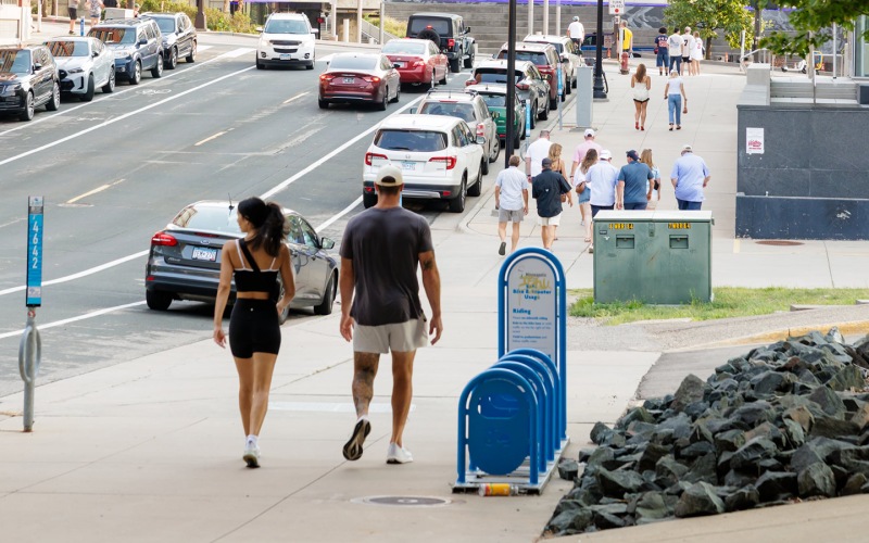Couple Walking to Target Field
