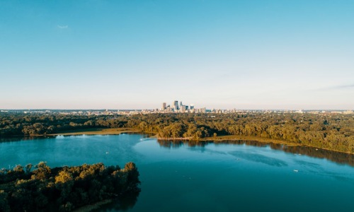Minneapolis skyline with parks - Minneapolis pet-friendly rentals